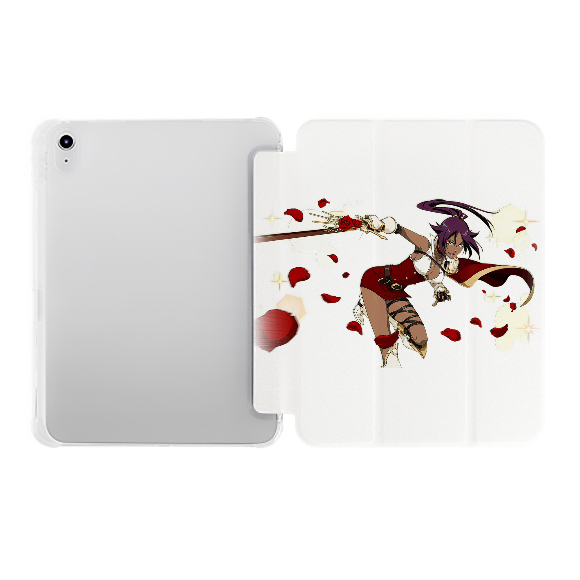 （画像用） ブリーチ 四楓院 夜一（しほういん よるいち） BLEACH Shihouin Yoruichi IPad ケース ペン収納付き 三つ折りスタンド PUレザー×シリコン 対応機種9.5/10.5/10.9インチ